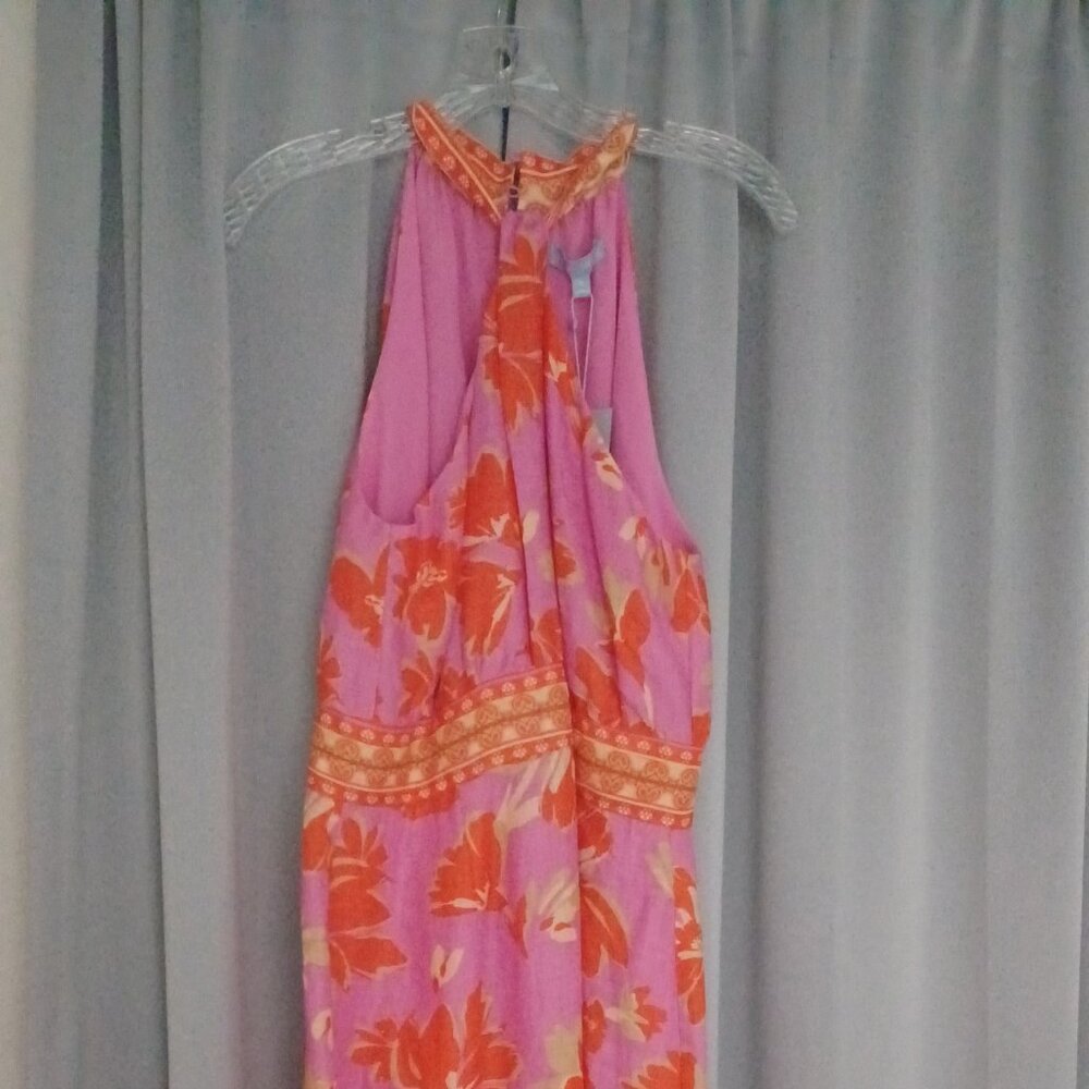 ANTONIO MELANI Pink and Orange Asymmetrical Floral Dress